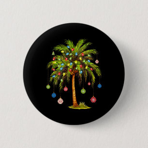 Kerstpalmboom licht Hawaïaanse tropische Kerstmis Ronde Button 5,7 Cm