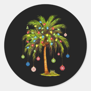 Kerstpalmboom licht Hawaïaanse tropische Kerstmis Ronde Sticker