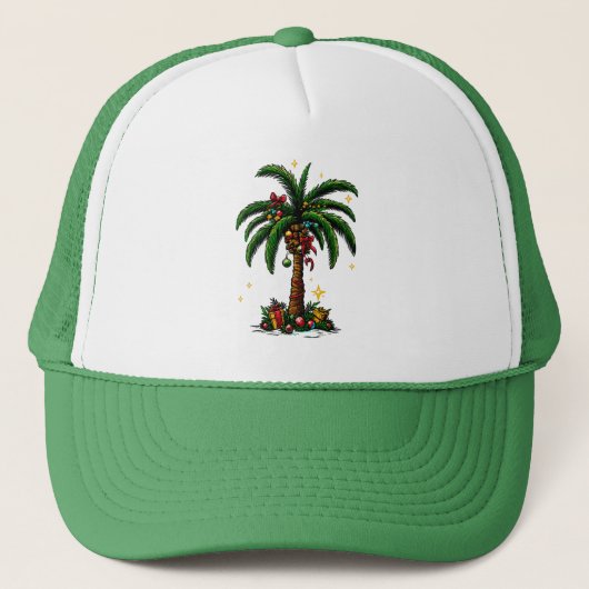 Kerstpalmboom, strand Aloha Kerstmis Trucker Pet (Voorkant)