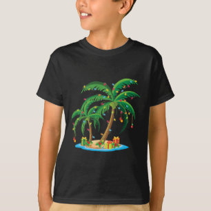 Kerstpalmboom Tropisch Kerstgeschenk Kokosnoot Lig T-shirt