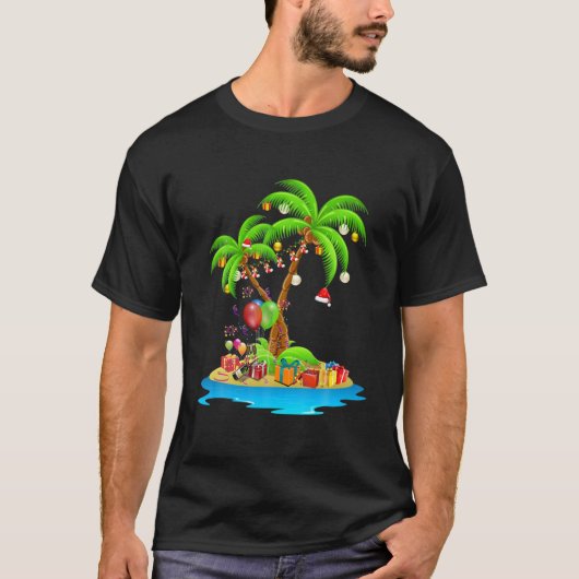 Kerstpalmboom Tropische kerstkokosnoot in overeens T-shirt (Voorkant)
