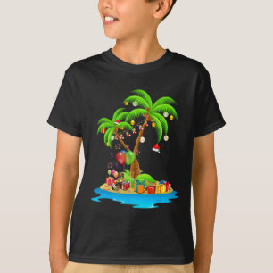 Kerstpalmboom Tropische kerstkokosnoot in overeens T-shirt