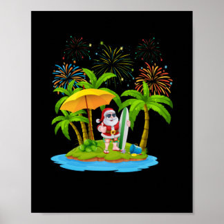 Kerstpalmboom Tropische kerstlichten Poster