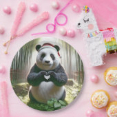 Kerstpanda die een hart vormt papieren bordje (Feest)