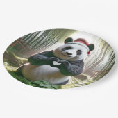 Kerstpanda die een hart vormt papieren bordje (Gekanteld)