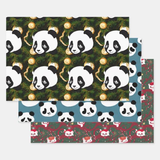 Kerstpanda en Beer Inpakpapier Vel (Set)