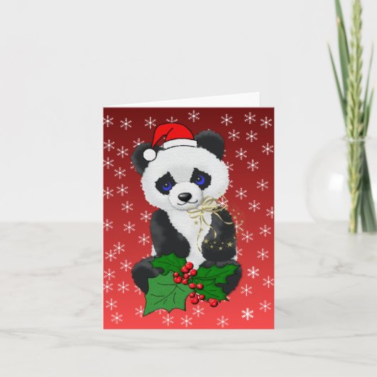 Kerstpanda Feestdagen Kaart (Voorkant)