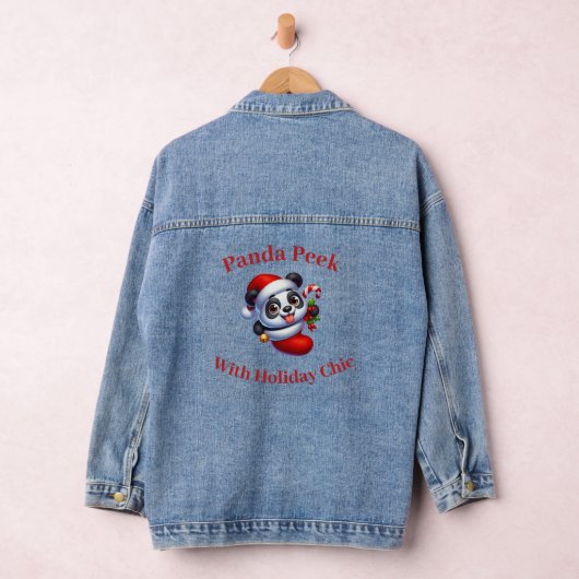 Kerstpanda in een opbergjasje denim jacket (Hangar)