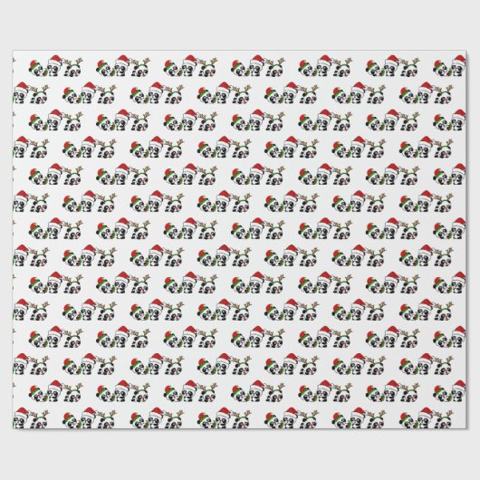 Kerstpanda's Cadeaupapier (Vlak)