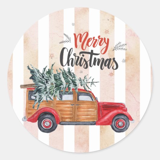 kerstpanelwagen ronde sticker (Voorkant)