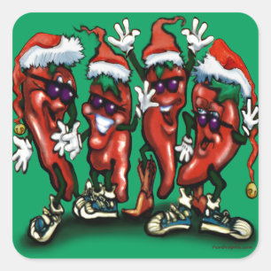 kerstpannen vierkante sticker