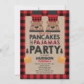 Kerstpannenkoeken en pyjama's nodigen houthakker u kaart (Voorkant)