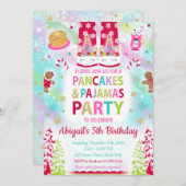 Kerstpannenkoeken en pyjama's Verjaardag uitnodigi Kaart (Voorkant / Achterkant)