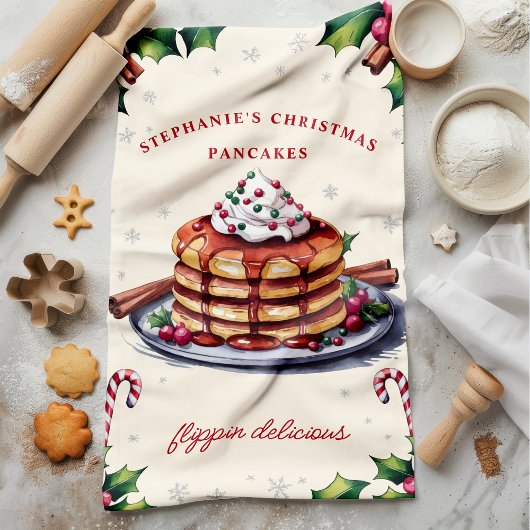 Kerstpannenkoeken Flippin' Delicious Gepersonalise Theedoek