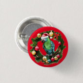 Kerstpapegaaienkrans Ronde Button 3,2 Cm (Voorkant /achterkant)