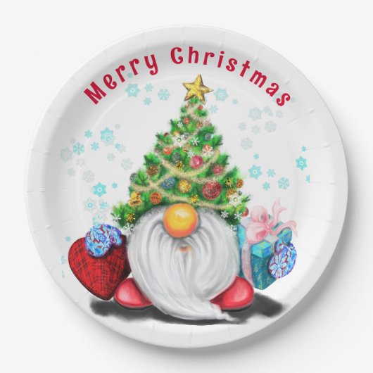 kerstpapier Bord met cadeau (Voorkant)