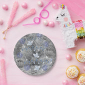 Kerstpapier Borden, Merry Blue Silver Tree Papieren Bordje (Feest)