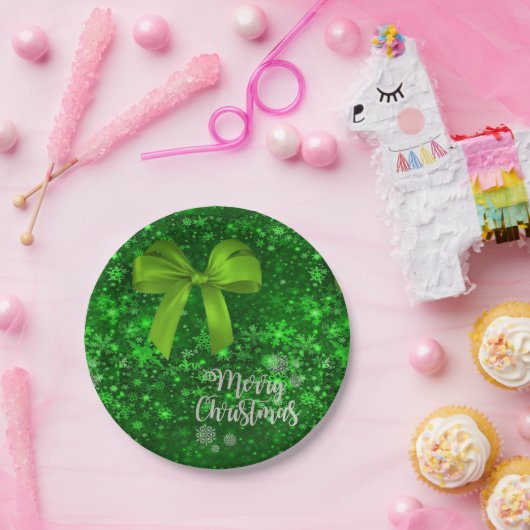 Kerstpapier Borden, Vrolijk kerstfeest, Groene boo Papieren Bordje (Feest)