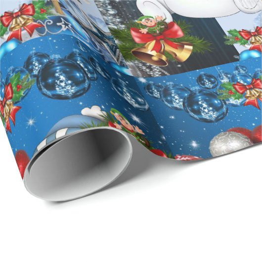 kerstpapier Elf Snowman Cadeaupapier (Rol Hoek)