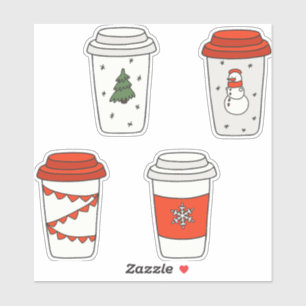 kerstpapier - Koffiebekers - Snowman Snowflake Sticker