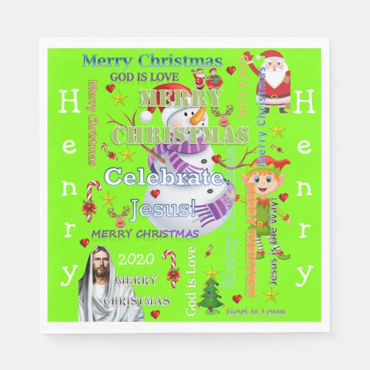 Kerstpapier luiers, Merry Jesus Santa Servet (Voorkant)