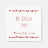 kerstpapier luiers met rode bladeren servet (Voorkant)