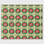 kerstpapier met Bulldog, groen omslagpapier Cadeaupapier (Vlak)