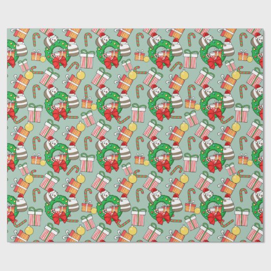 kerstpapier met draaiend pantserpatroon cadeaupapier (Vlak)