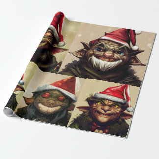 kerstpapier met goblin-vulling cadeaupapier