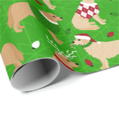 kerstpapier met gouden rugriever cadeaupapier (Rol Hoek)