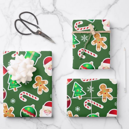 kerstpapier met kerstcadeautjes, vellen (Voorkant)