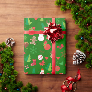 kerstpapier met kersttekens cadeaupapier