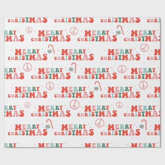  kerstpapier met Retro Groovy-kerstinslag Cadeaupapier (Vlak)
