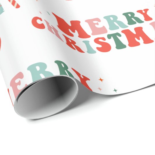  kerstpapier met Retro Groovy-kerstinslag Cadeaupapier (Rol Hoek)