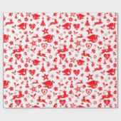 kerstpapier met rode rendierschandi cadeaupapier (Vlak)