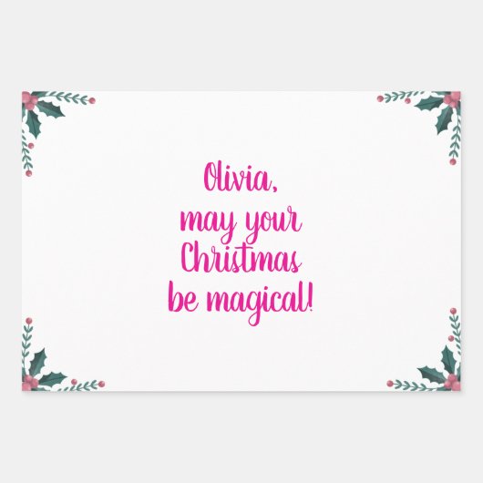 kerstpapier met unicorn Wrapping Inpakpapier Vel (Voorkant 3)