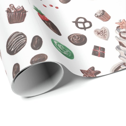 kerstpapier met warme chocolade cadeaupapier (Rol Hoek)