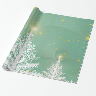 kerstpapier met witte bomen cadeaupapier