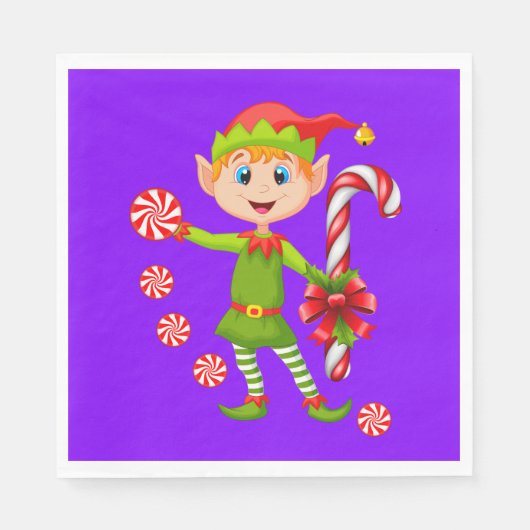 kerstpapier Napkins, prettige kerstmis Elf Napki Servet (Voorkant)