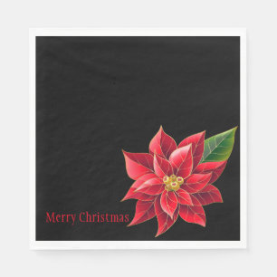 Kerstpapier Napkins Red Poinsettia Servet