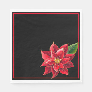 Kerstpapier Napkins Red Poinsettia's-Luncheon Servet