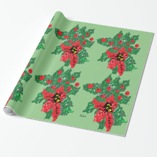 kerstpapier : POINSETTIAS Cadeaupapier