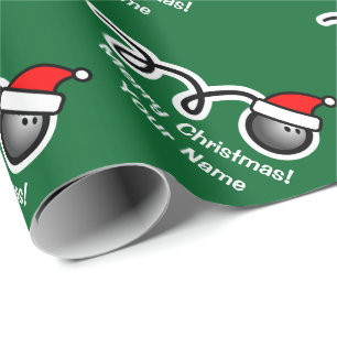 kerstpapier Santa hat bowlingbal Cadeaupapier