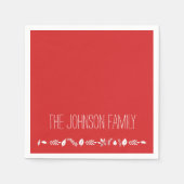 Kerstpapier servetten met witte bladeren (Voorkant)