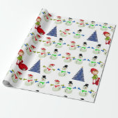 kerstpapier Snowman Elf Cadeaupapier (Uitgerold)