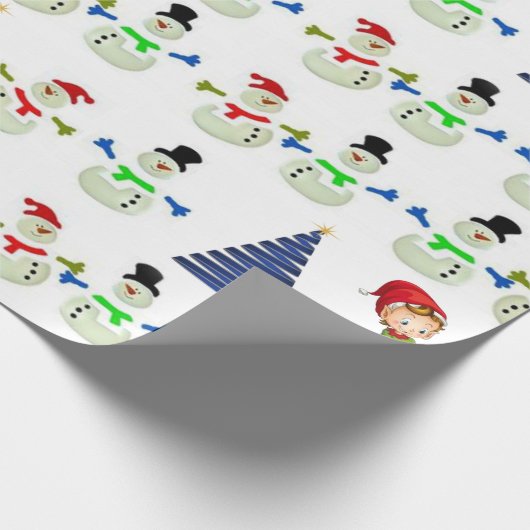 kerstpapier Snowman Elf Cadeaupapier (Hoek)