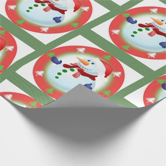 kerstpapier Snowman Green Cadeaupapier (Hoek)