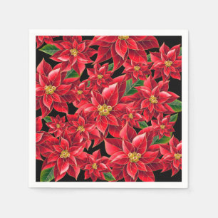 kerstpapier van Napkins Red Poinsettia Servet