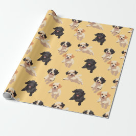 Kerstpapier voor puppy cadeaupapier