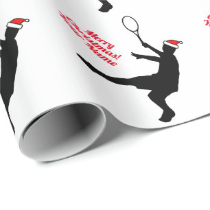 kerstpapier voor tennisspeler & coach cadeaupapier